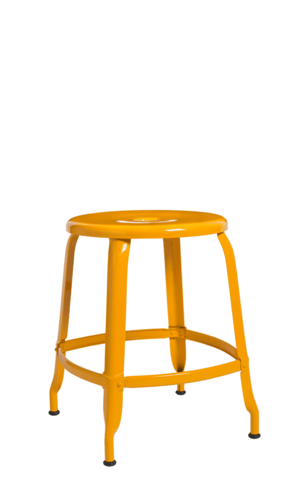 Yellow Narcissus metal Nicolle stool, 18-inch height.